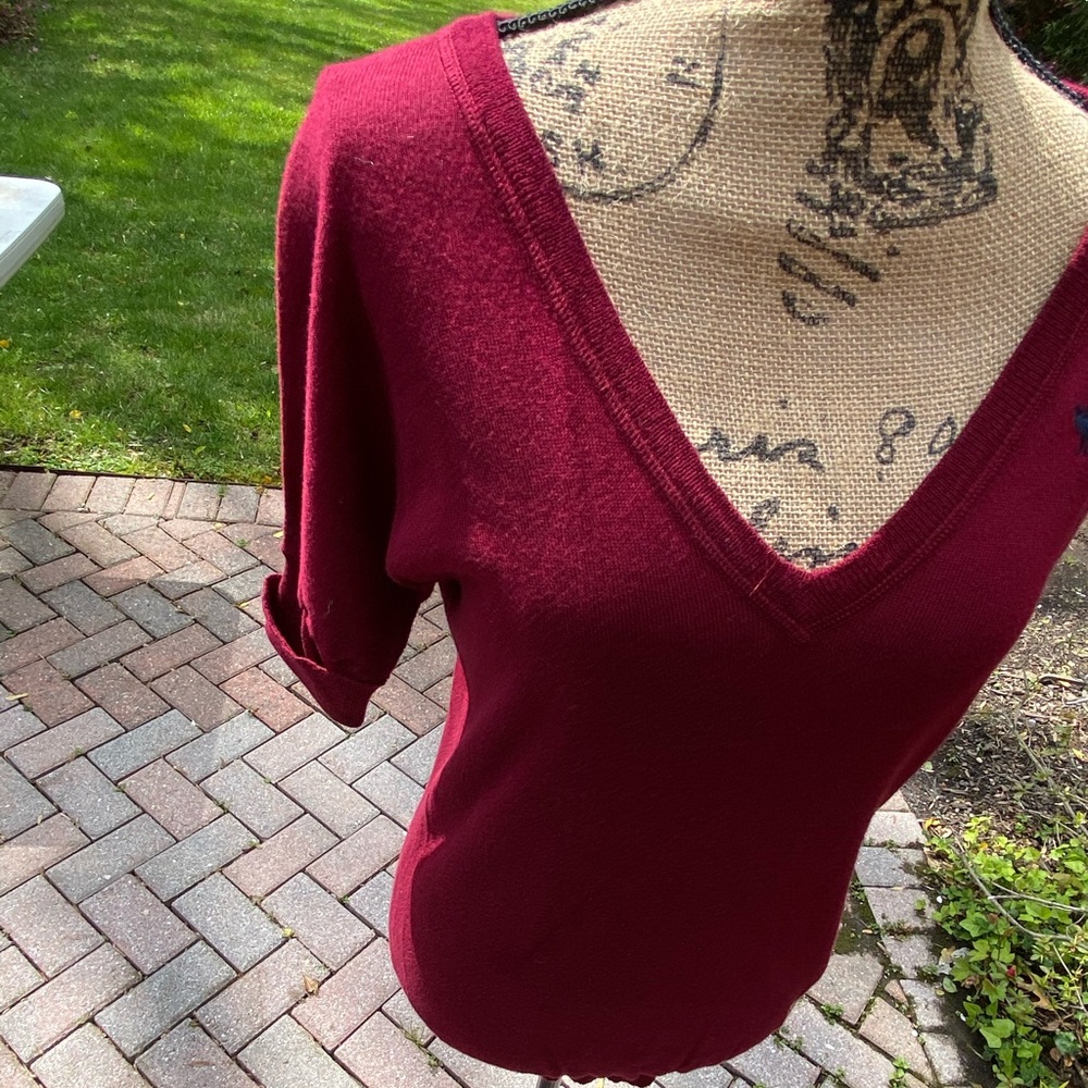 Abercrombie XL Burgundy Cotton sweater - Picture 2 of 8